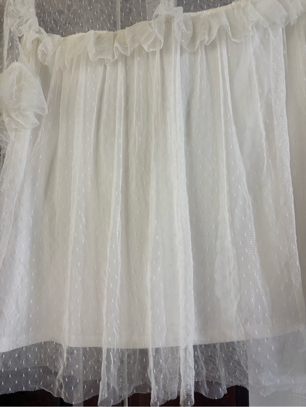 Sheer Dot Mesh Ruffle blouse - White - Picture 6 of 7